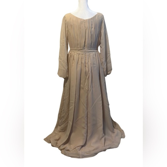 Elegant Long Sleeve Champagne Dress - Picture 3 of 5